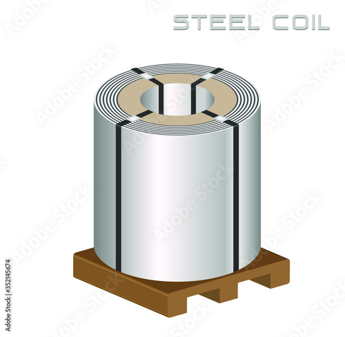 Rolled steel coil, Eye-up mother coil, Plate metal sheet industry, 3D icon vector