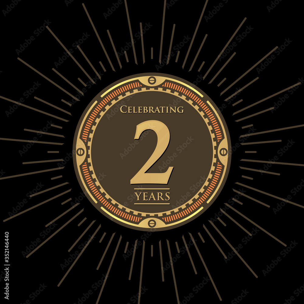 Fototapeta premium Retro 2nd anniversary graphic illustration. Celebrating two years.