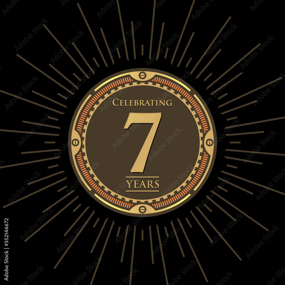Fototapeta premium Retro 7th anniversary graphic illustration. Celebrating seven years.
