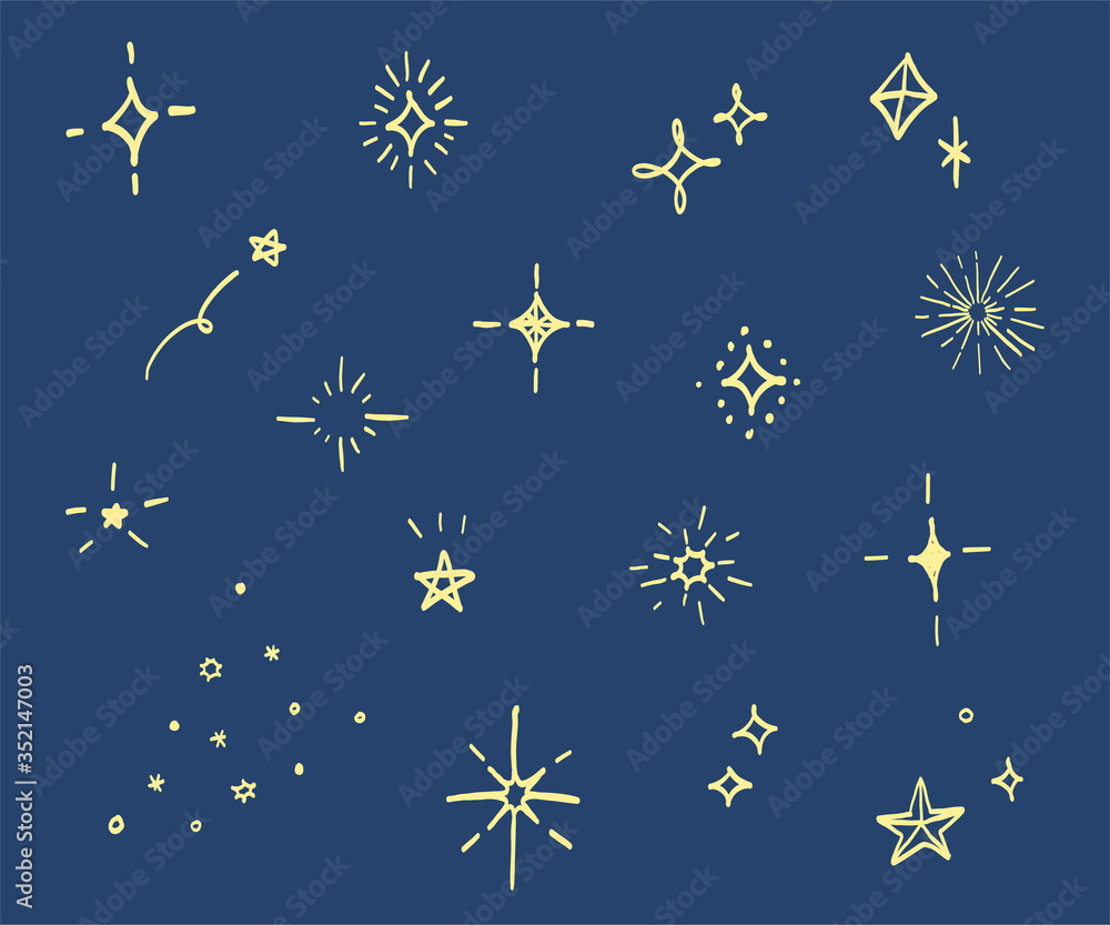 おしゃれでかわいい手書きの星のイラスト キラキラ 素材 Stock Vector Adobe Stock