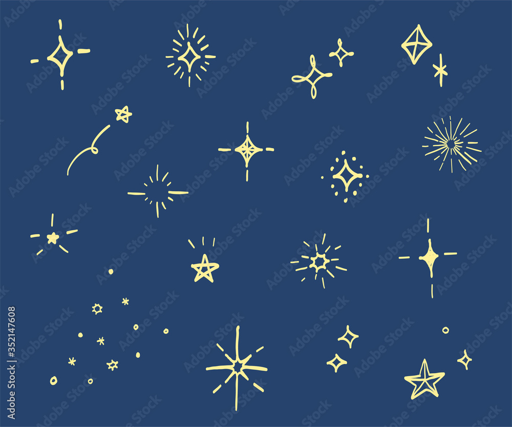 おしゃれでかわいい手書きの星のイラスト/キラキラ/素材 おしゃれでかわいい手書きの星のイラスト/キラキラ/素材