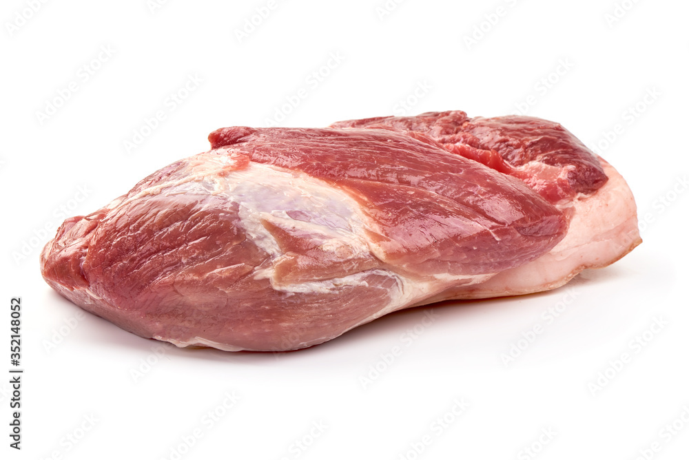 Pork ham, fresh meat, isolated on white background Pork ham, fresh meat, isolated on white background