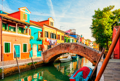 Colorful houses in Burano island near Venice, Italy. Canals and streets of Burano. © Vladimir Sazonov