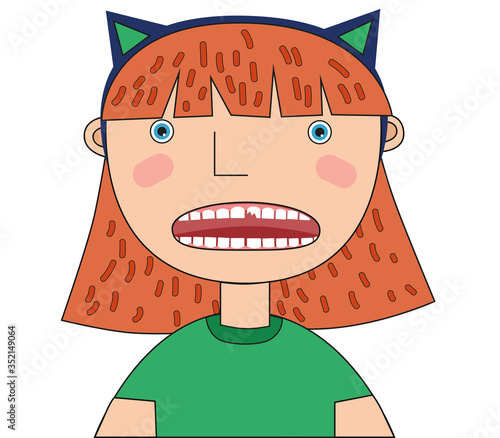 Girl with a broken front tooth
