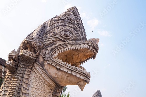 Legendary Buddhist animal statues at temples in Thailand