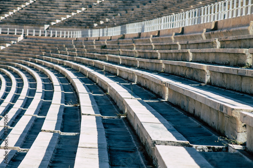 View of the Panathenaic Stadium or Kallimarmaro, it is the only stadium in the world built entirely of marble photo