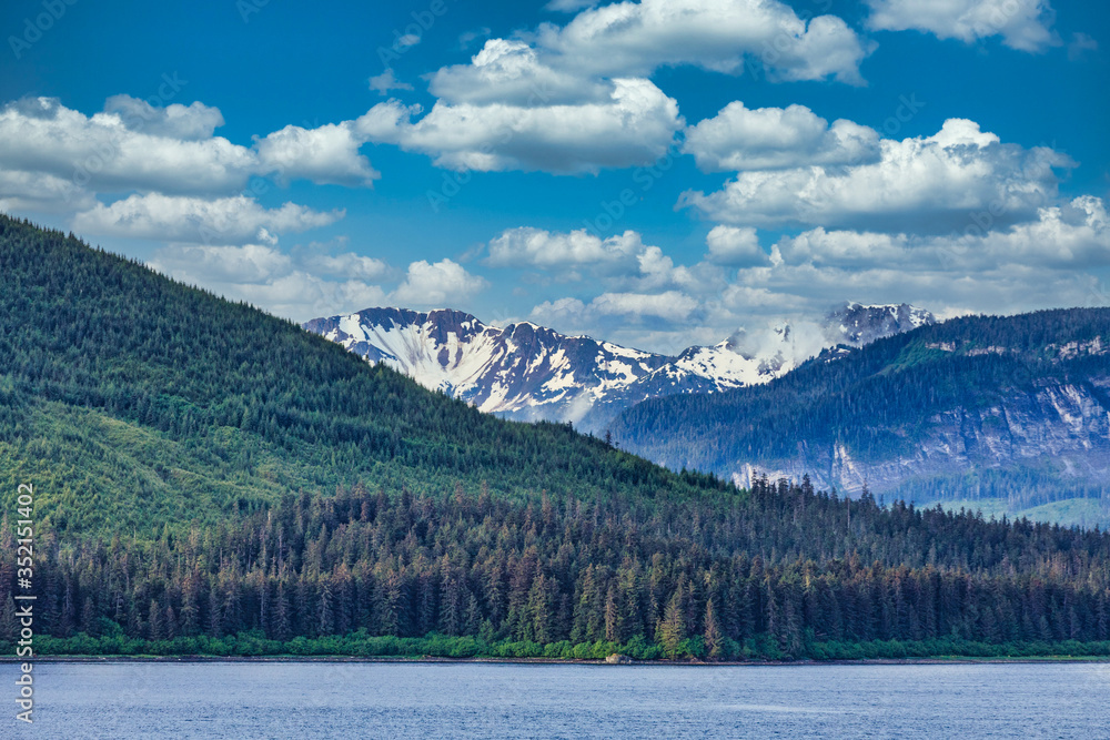 Dramatic clouds over mountains in the wilderness of Alaska