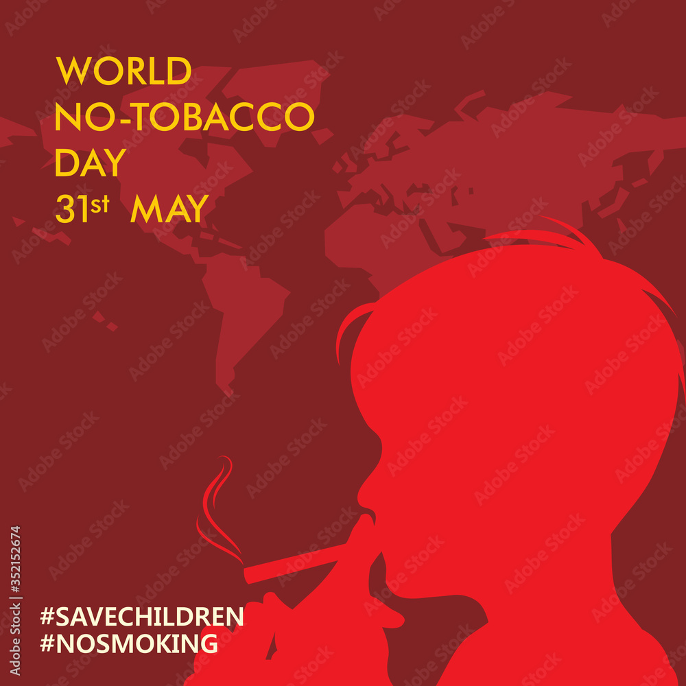 World no tobacco day poster design. Children background illustration.