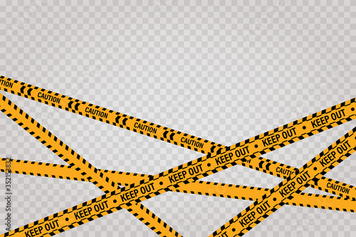 Yellow with black police line and danger tapes. Vector illustration.