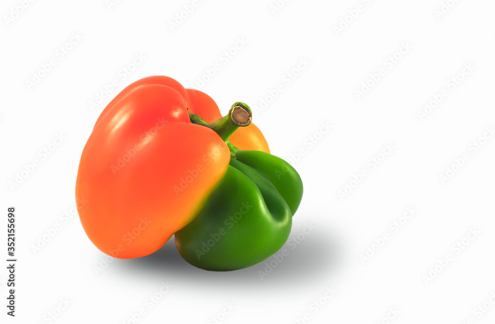 ugly yellow-green pepper of unusual shape on a white background, close-up, horizontal orientation, copy space. isolated ugly yellow-green pepper of unusual shape on a white background, close-up, horizontal orientation, copy space. isolated