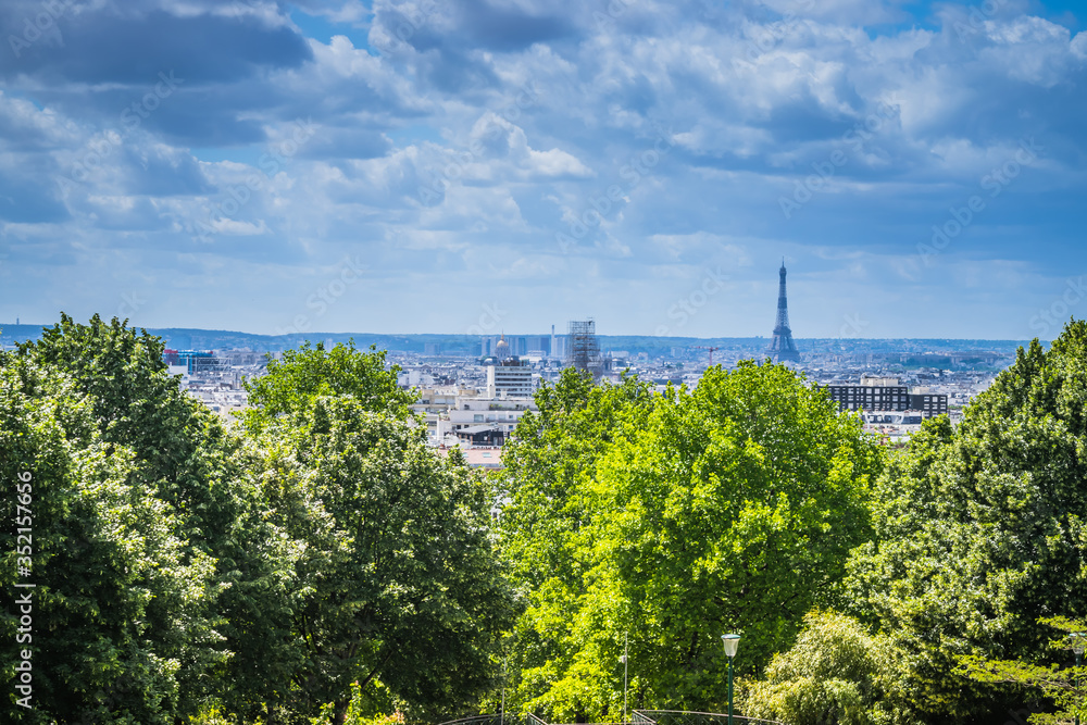 Panoramic view of Paris in Spring