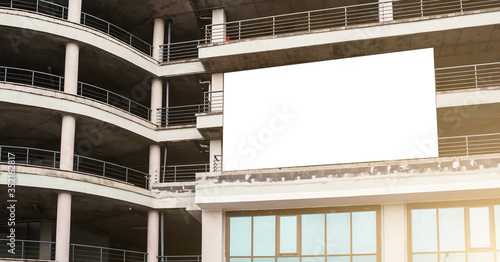 building of high multistory parking area made of concrete blocks mock-up