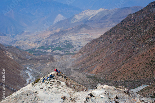 Thorong La Pass on Annapurna Circuit trek in the Nepal Himalaya