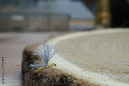 Fishing hooks used for mountain stream fishing photo