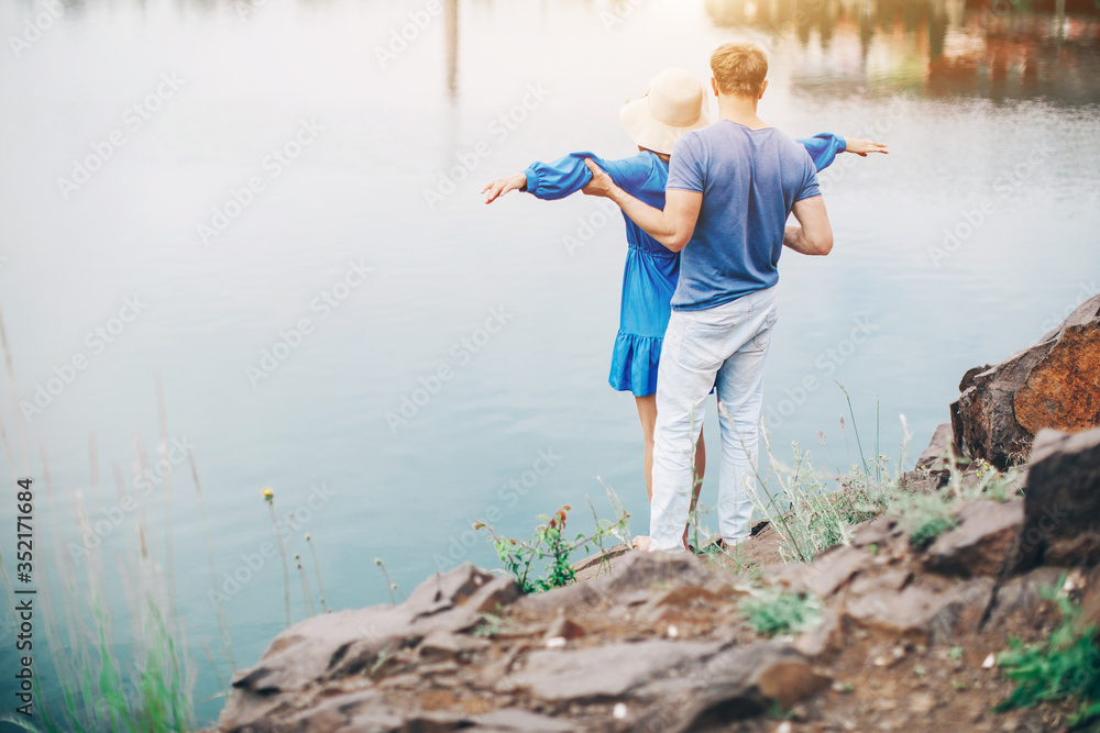 Man and woman vacation. Sea background. Love girl. Happiness. Valentine day. Kissing. Sensual. Man and woman vacation. Sea background. Love girl. Happiness. Valentine day. Kissing. Sensual.