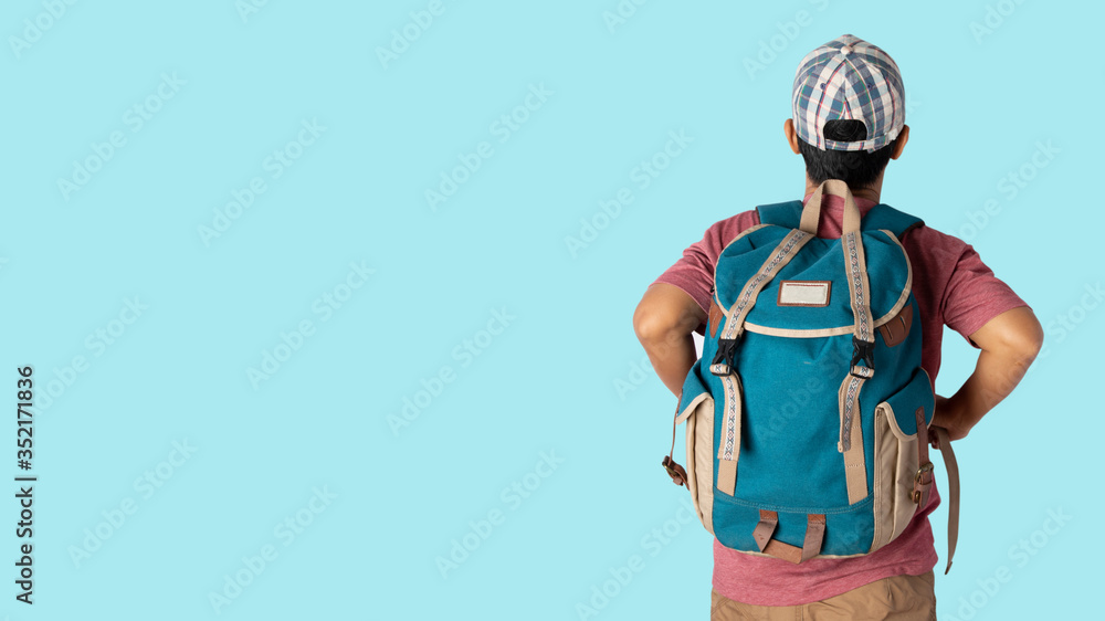 Obraz premium Young man with a backpack.