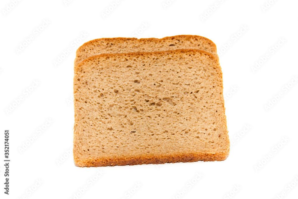 Frische Braune Brotscheibe auf Weißem Hintergrund Frische Braune Brotscheibe auf Weißem Hintergrund