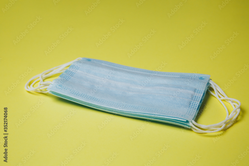 Surgical masks with rubber ear bands. Surgical masks with rubber ear bands.