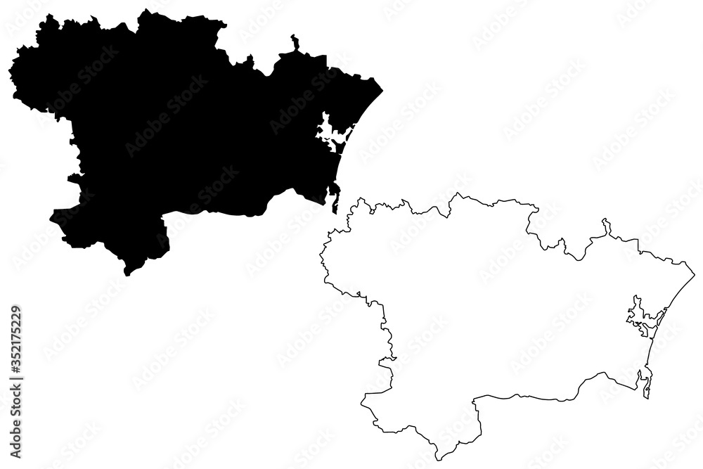 Aude Department (France, French Republic, Occitanie or Occitania region) map vector illustration, scribble sketch Aude map