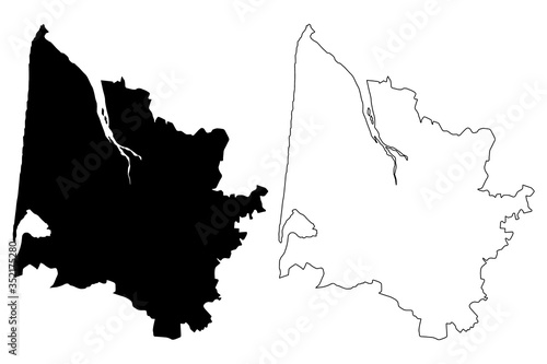 Gironde Department (France, French Republic, Nouvelle-Aquitaine region) map vector illustration, scribble sketch Gironda map photo