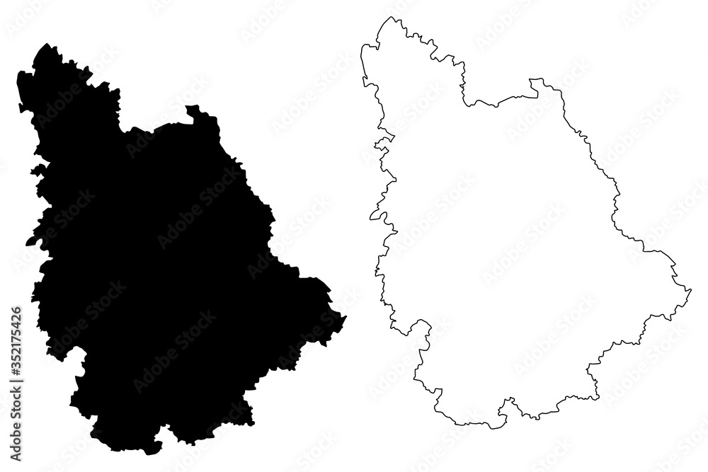 Vienne Department (France, French Republic, Nouvelle-Aquitaine region) map vector illustration, scribble sketch Vienne map