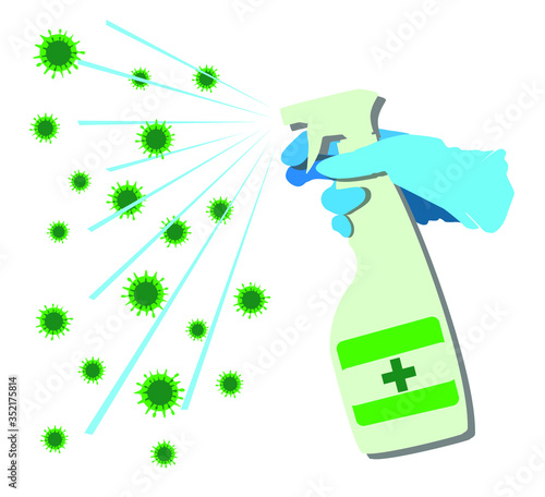 cleaning and disinfection. Disinfector. Vector illustration