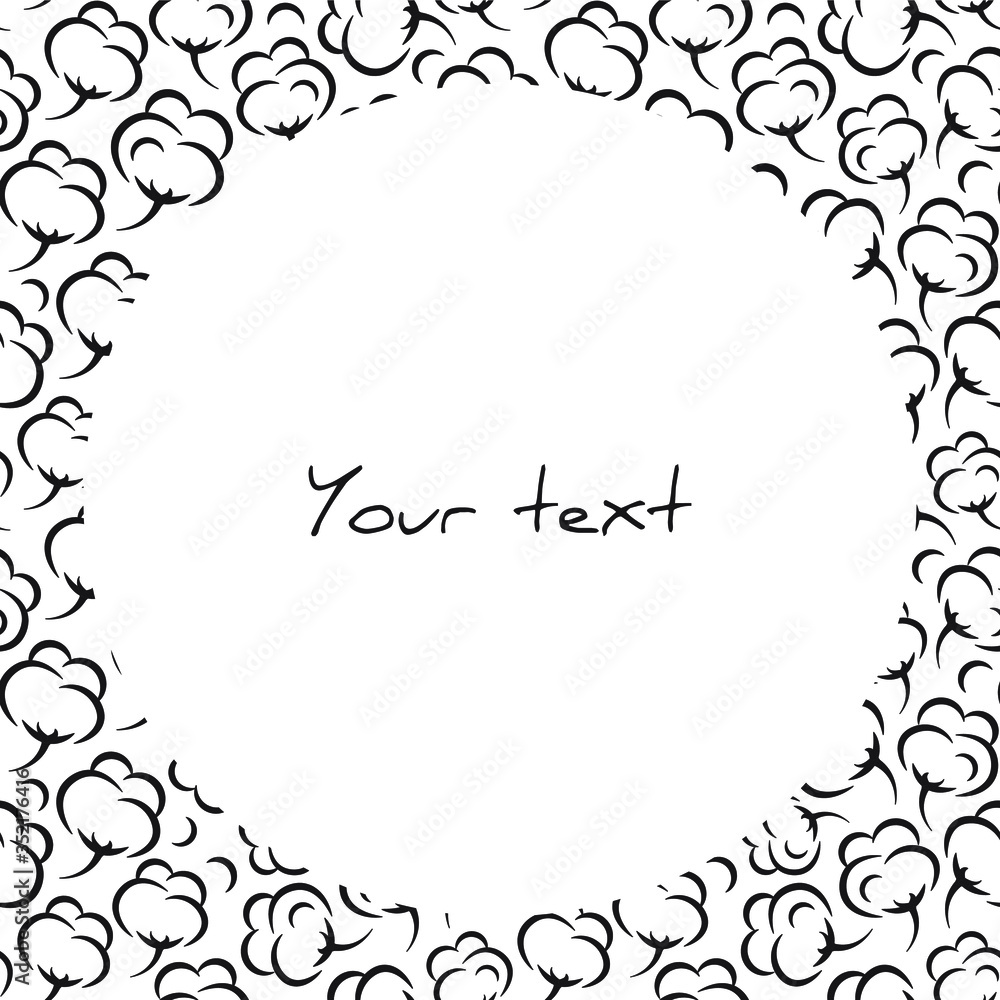 Vector frame with cotton bolls; for greeting cards, invitations, packaging, posters, banners, web design. Vector frame with cotton bolls; for greeting cards, invitations, packaging, posters, banners, web design.