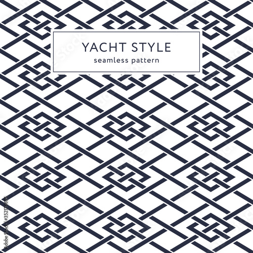 Geometric seamless pattern with crossing lines and rhombuses. Yacht style design. Elegant geometric background. Template for prints, wrapping paper, fabrics, covers, banners. Vector illustration. photo