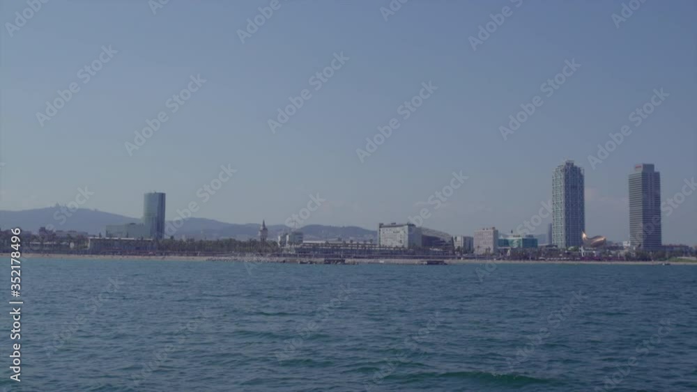 Soft Pan of Barcelona's Harbor from a Boat, Sailor's Life, Daylight HD Soft Pan of Barcelona's Harbor from a Boat, Sailor's Life, Daylight HD
