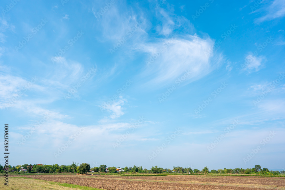 Sky blue or azure sky and clouds is bright white background. Everything lies above surface atmosphere outer space is sky. Cloud is aerosol comprising visible mass  liquid, for creative design graphic