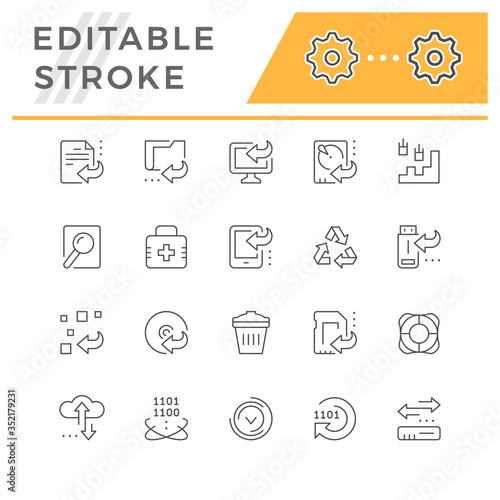 Set line icons of data recovery