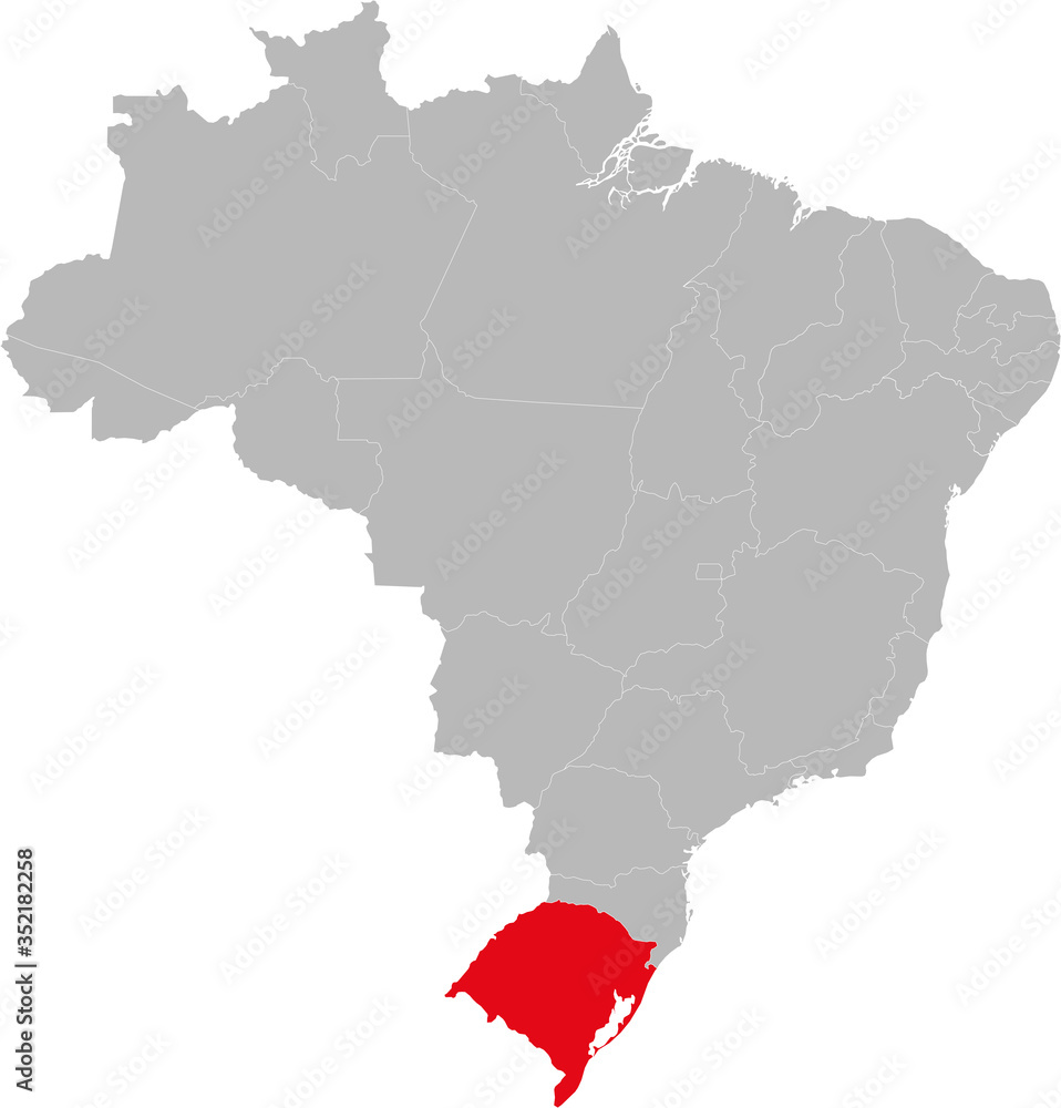 Fototapeta premium Rio Grande do Sul state highlighted on Brazil map. Business concepts and backgrounds.