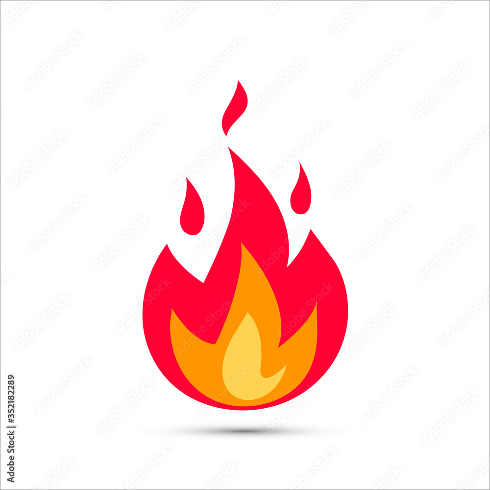 Simple illustration of fire. Vector icon of flame in cartoon flat style. Simple illustration of fire. Vector icon of flame in cartoon flat style.