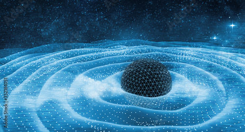 Canvas Print Gravitation waves around black hole in space 3D illustration