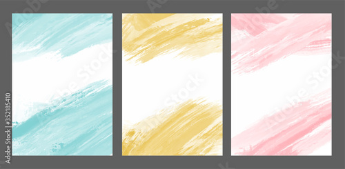 Big set of bright vector colorful watercolor on vertical black background for poster or flyer