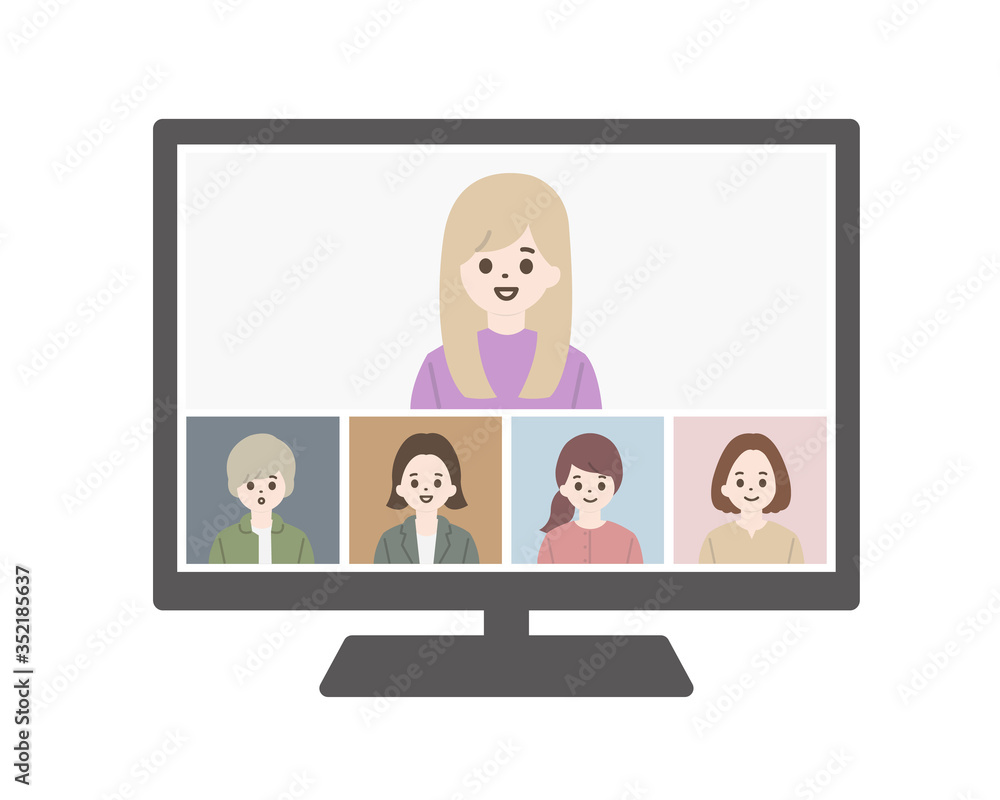 ビデオ会議 Web会議 イラスト ビデオ会議 Web会議 イラスト
