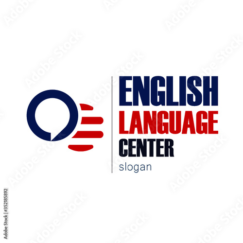 English language school logo design concept. Vector illustration of English language school/lesson/course logo
