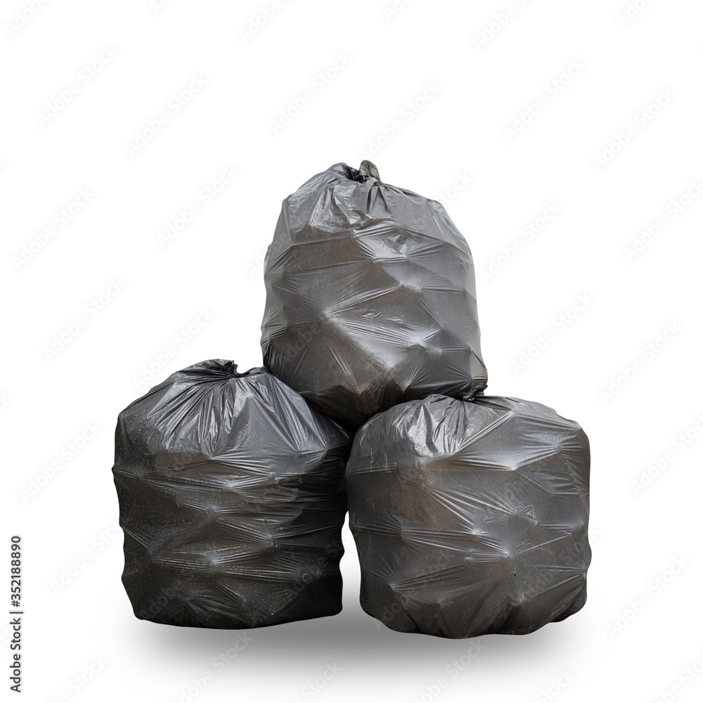 Garbage bag on white background with clipping path.