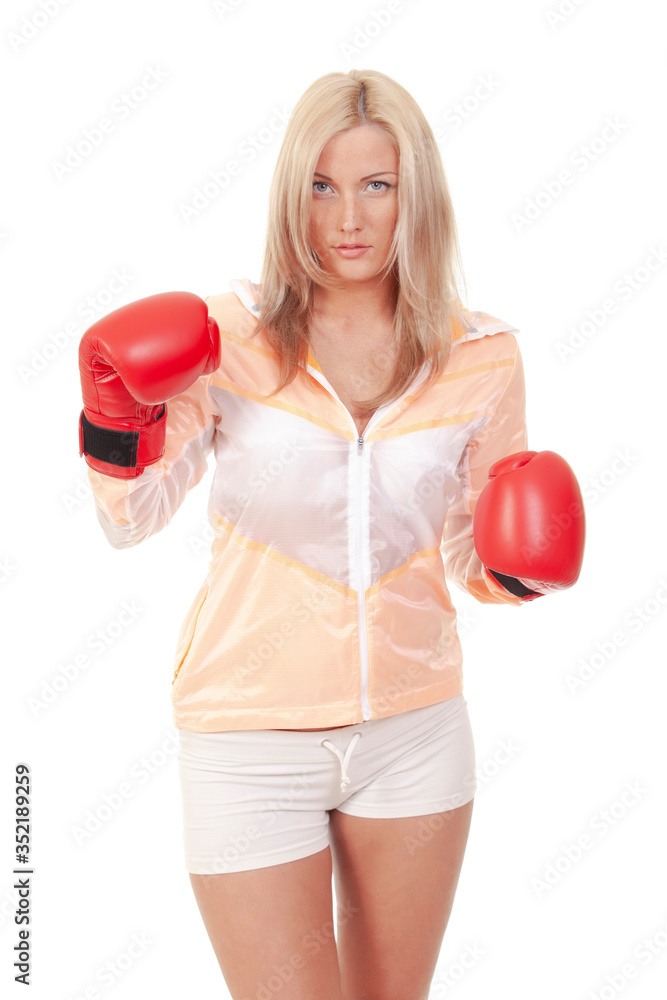 Pretty woman with boxing gloves Pretty woman with boxing gloves