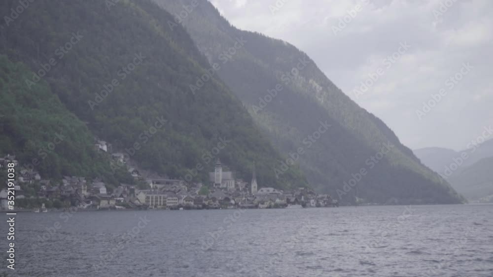 Hallstatt Austria lake and mountains panorama slog Hallstatt Austria lake and mountains panorama slog