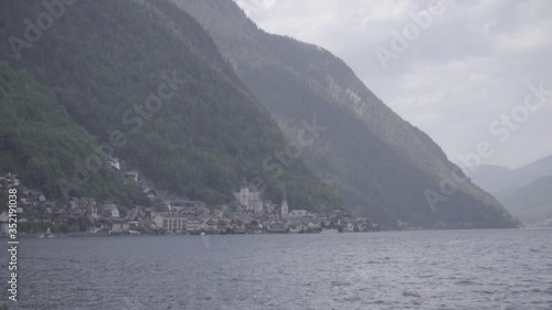 Hallstatt Austria lake and mountains panorama slog photo