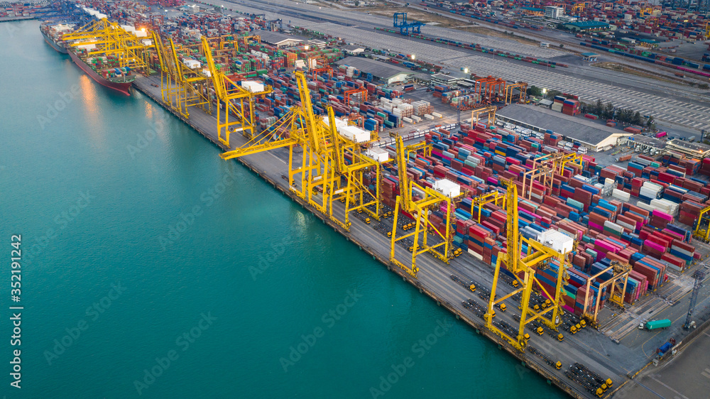 business service and industry shipping cargo containers transportation logistics and shipping port loading and unloading top view business service and industry shipping cargo containers transportation logistics and shipping port loading and unloading top view