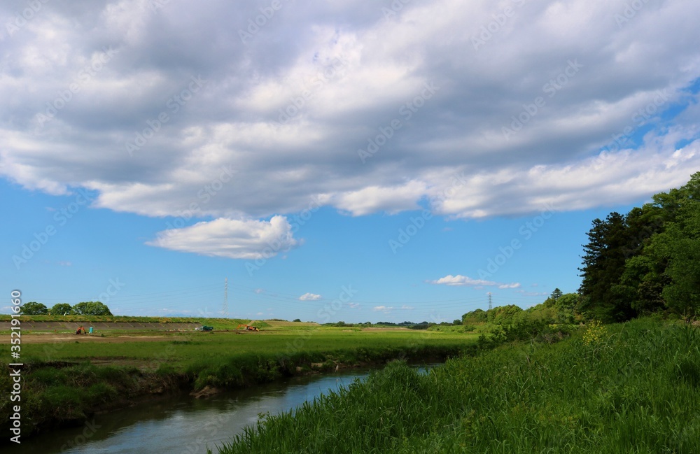 田舎 川 空 爽やか 風景 栃木 田舎 川 空 爽やか 風景 栃木