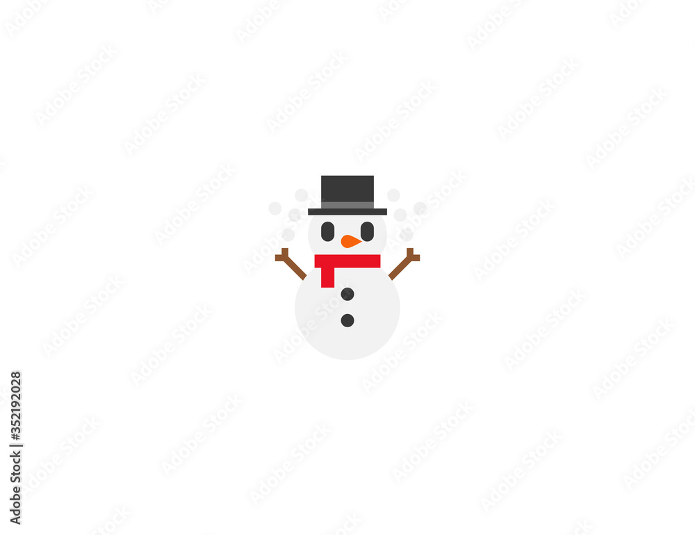 Snowman Vector Icon. Isolated Happy Snowman emoji illustration