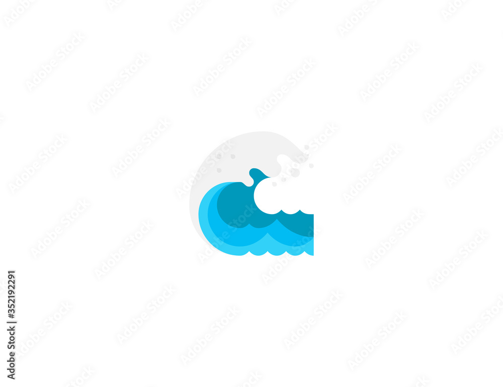 Water wave vector flat icon. Isolated sea, ocean wave emoji illustration 