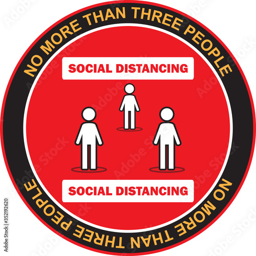 Maximum three people allowed in the shop lift or elevator store at one time signage, sign for shops to protect from Coronavirus or Covid-19 vector graphic. Social distancing