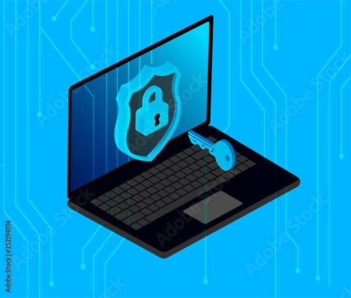 http and https protocols on shield. Safe and Secure https. Secured ssl shield and padlock symbols. http and https protocols on shield on laptop screen. 