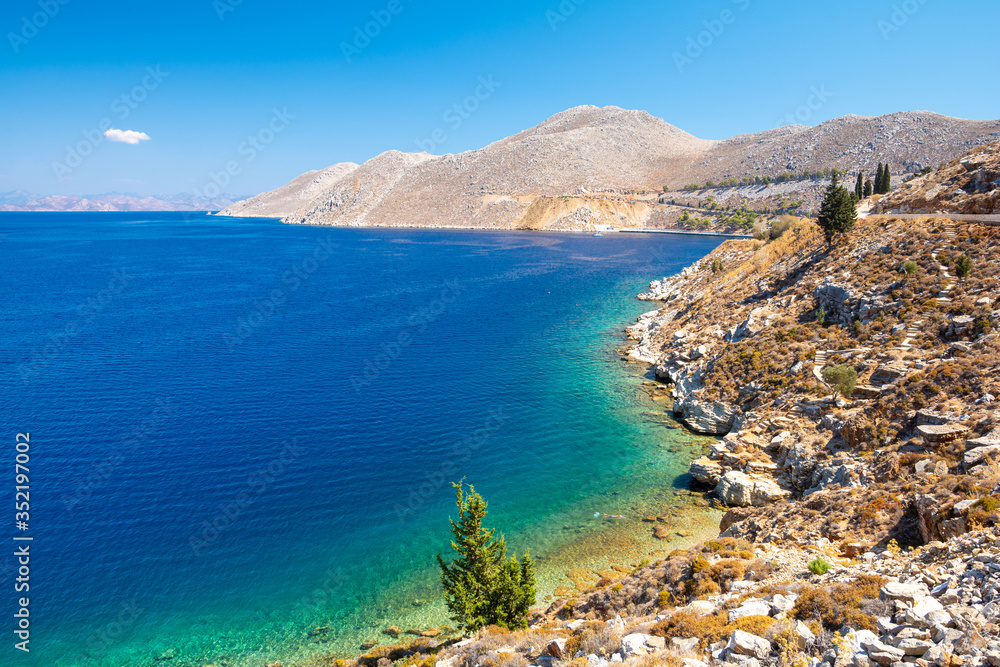 amazing coast on Symi island in Greece
