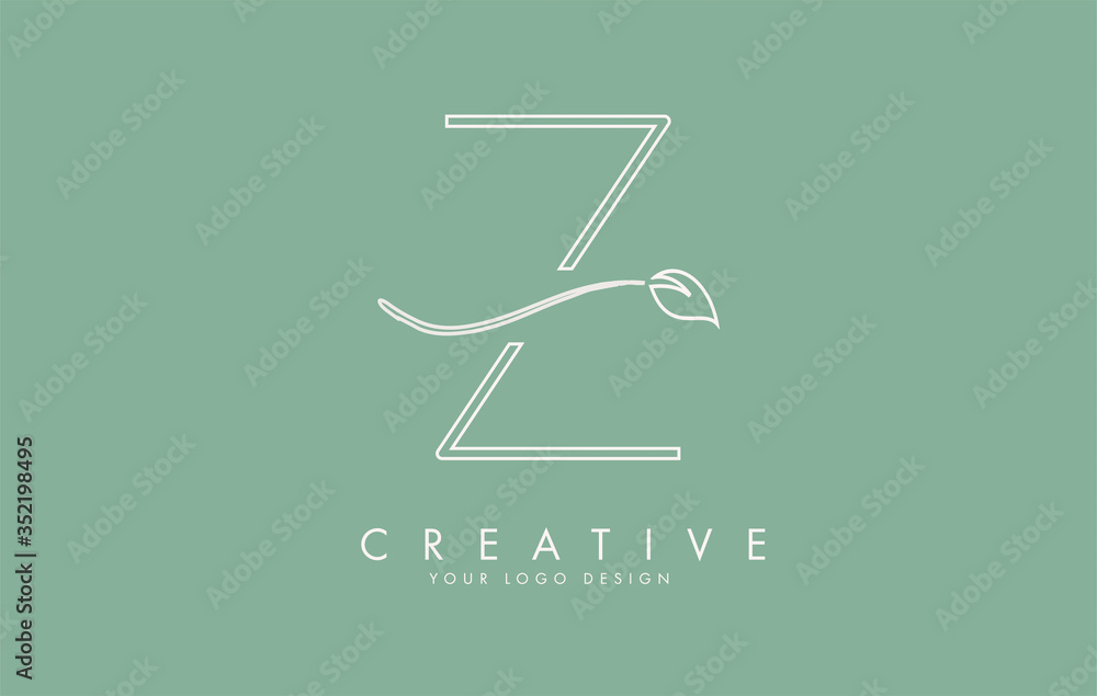Leaf Cut Z Letter and green background for business. Leaf Cut Z Letter and green background for business.