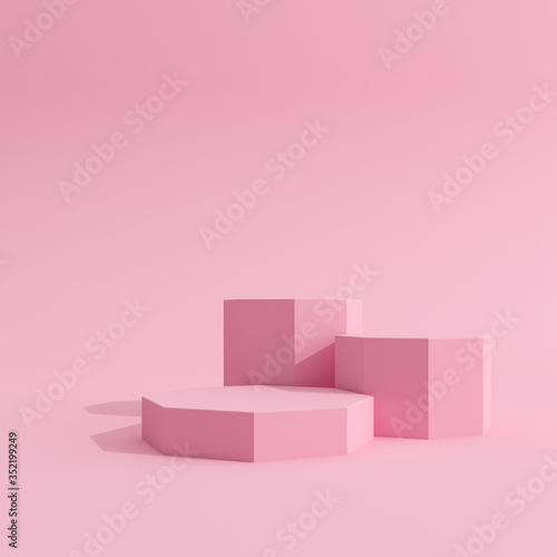Abstract mock-up scene in minimal style, Podium with geometry form, Product presentation, pastel color object platform. 3D rendering. © nuchao